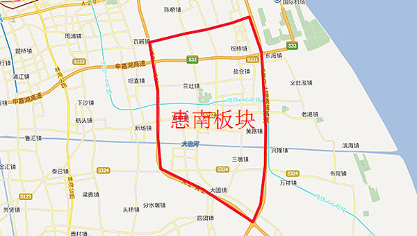 沪芦高速公路以北,位于原南汇区中部,涵盖惠南,宣桥,老港,大团镇行政